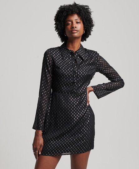 Superdry Women’s Printed Mini Shirt Dress Black - Size: 8
