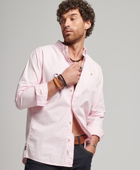Superdry Men’s The Merchant Store - Long Sleeved Shirt Pink - Size: S