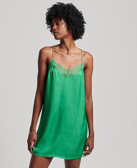 Superdry Women’s Satin Cami Mini Dress Green / Kelly Green - Size: 12