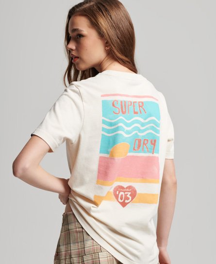 Superdry Women’s Vintage Cali Cutout T-Shirt Cream / Oatmeal - Size: 14