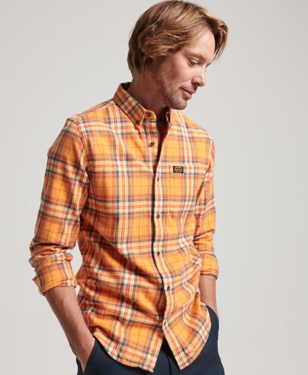 Superdry Men’s Organic Cotton Lumberjack Check Shirt Orange / Sunset Check - Size: M