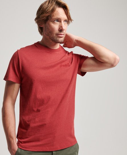 Superdry Men’s Organic Cotton Essential Logo T-Shirt Red / Hike Red Marl - Size: S