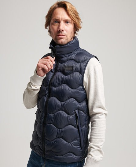Superdry Mens Classic Quilted Studios Expedition Gilet, Navy Blue, Size: S