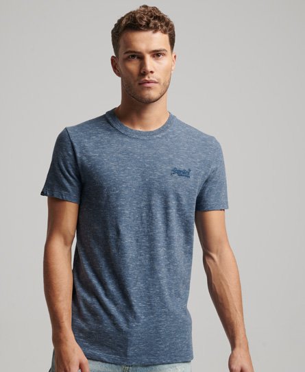 Superdry Men’s Organic Cotton Essential Logo T-Shirt Dark Blue / Tidal Blue Spacedye - Size: L