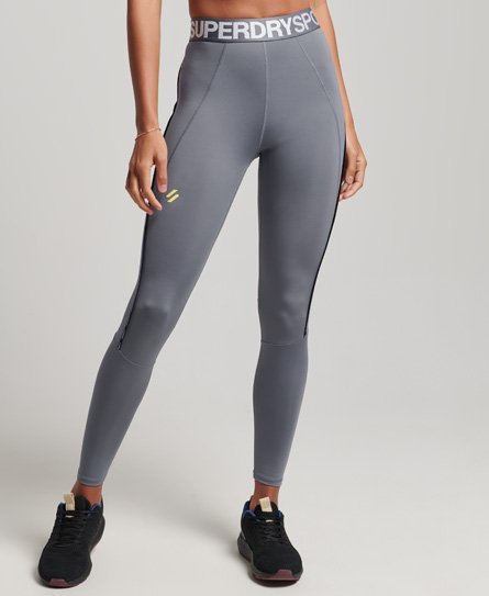 Superdry Women’s Sport Train Branded Elastic Tight Leggings Grey / Folkstone Grey - Size: 14