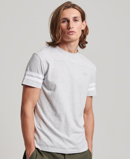 Superdry Men’s Organic Cotton Essential Logo Quarterback T-Shirt Light Grey / Glacier Grey Marl - Size: XL