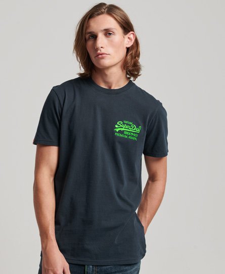 Superdry Men’s Vintage Logo Neon T-Shirt Navy / Eclipse Navy - Size: M