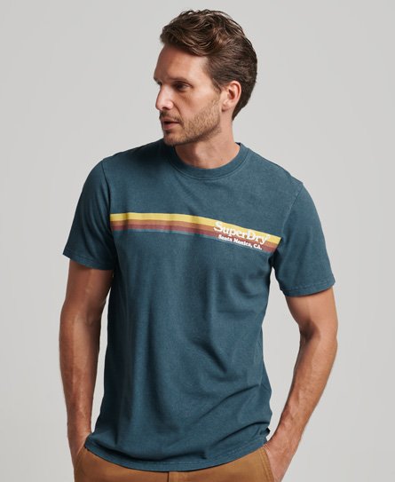 Superdry Men’s Vintage Venue T-Shirt Navy / Skate Blue - Size: Xxxl
