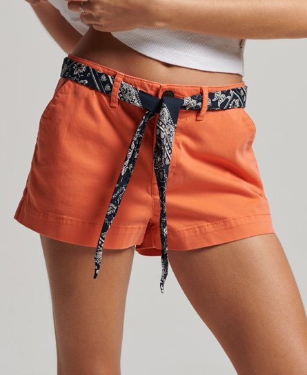 Superdry Women’s Chino Hot Shorts Cream / Fluro Coral - Size: 10