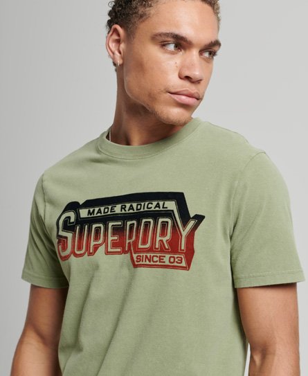 Superdry Men’s Organic Cotton Vintage Shadow T-Shirt Green / Oil Green - Size: S