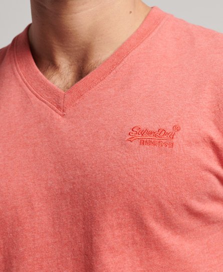 Men\'s Organic Cotton Logo Neck Marl T-Shirt Essential US Coral in | V Superdry