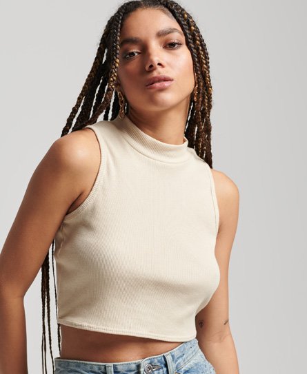 Cropped Mock Neck Tank Top