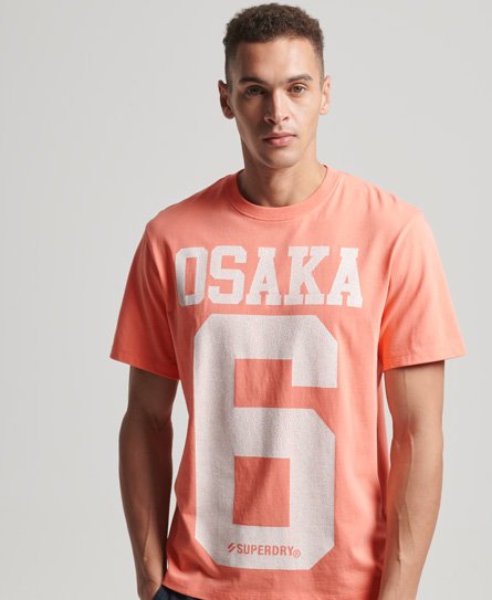 Superdry Men’s Loose Fit Code Classic Osaka T-Shirt, Cream and Red, Size: S