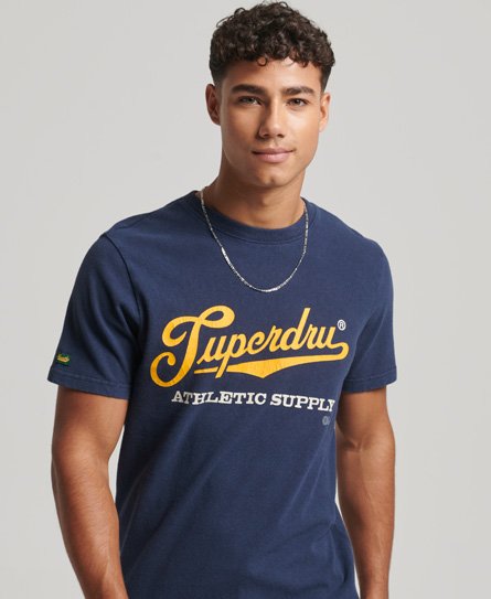 Superdry Men’s Vintage Scripted College T-Shirt Navy / Nautical Navy - Size: S