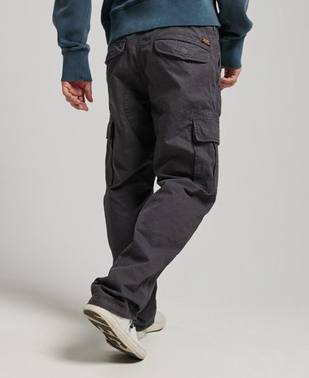 Men's Organic Cotton Baggy Cargo Pants in Washed Black
