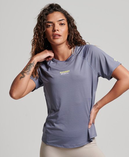 Superdry Women’s Ladies Classic Branded Sport Core Active T-Shirt, Grey, Size: 8