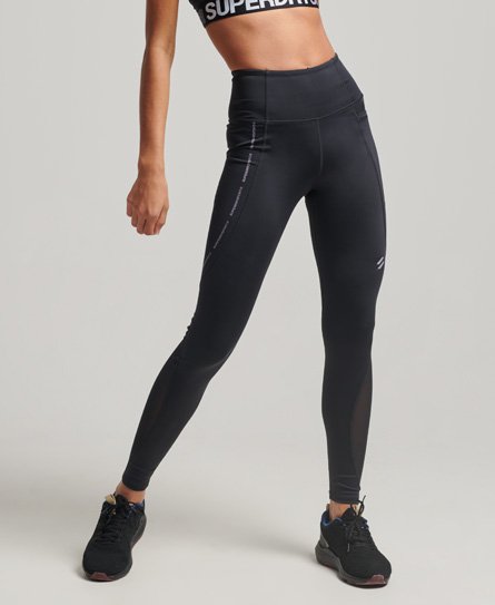 Superdry Women’s Sport Active Mesh Full Length Tight Leggings Black - Size: 8