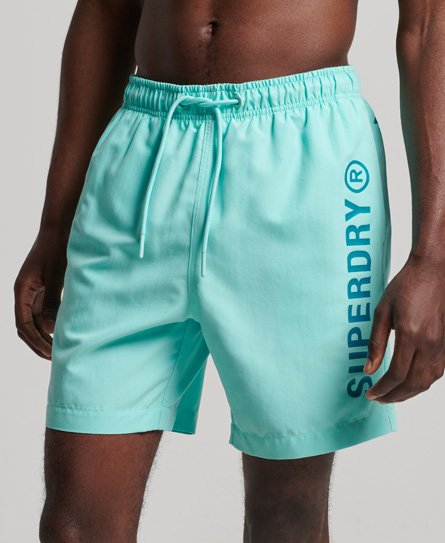 Superdry Men’s Core Sport 17 Inch Recycled Swim Shorts Turquoise / Pool Blue - Size: Xxl