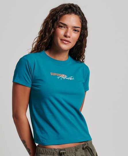 Superdry Women’s Graphic 90s T-Shirt Turquoise / Deep Lake Turquoise - Size: 8