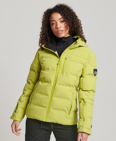 Superdry Women’s Women’s Classic Embroidered Sport Motion Pro Puffer Jacket, Yellow, Size: 10