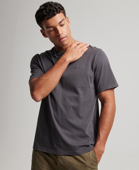 Superdry Men’s Code Essential Overdyed T-Shirt Dark Grey / Dark Slate Grey - Size: XL