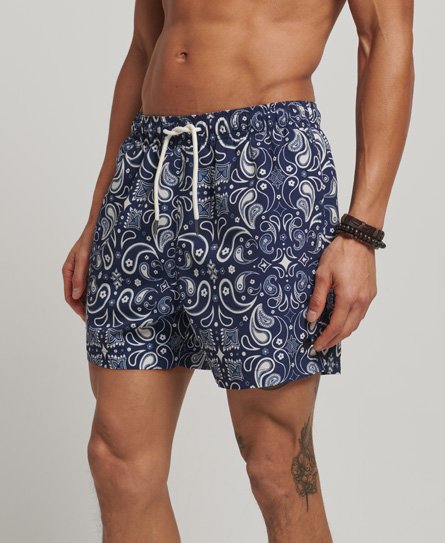 Superdry Men’s Recycled Swim Shorts Navy / Mirrored Navy Paisley Print - Size: S