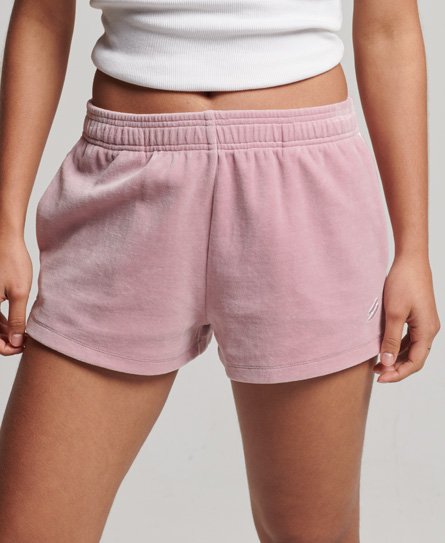 Superdry Women’s S Logo Velour Shorts Pink / Everglow Pink - Size: 10