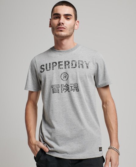 Superdry Mens Classic Vintage Corporate Logo T-Shirt, Grey, Size: S