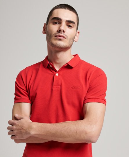 Superdry Men’s Destroyed Polo Shirt Red / Rouge Red - Size: S
