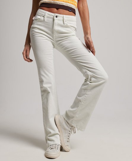 Smalle jeans med snøre, brede ben og mellemhøj talje 