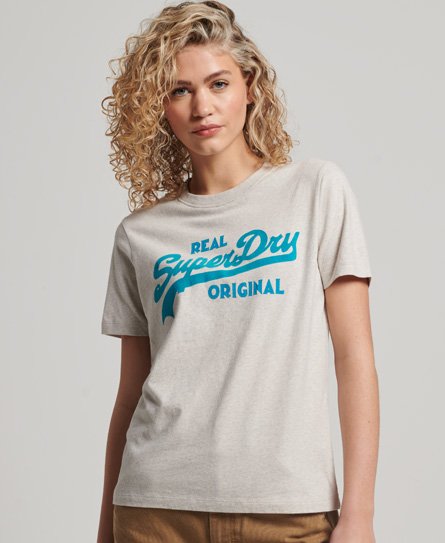 Vintage Coll-T-skjorte med trykt logo i økologisk bomull