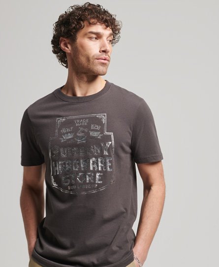 Superdry Men’s Reworked Classic T-Shirt Dark Grey / Vintage Black - Size: S