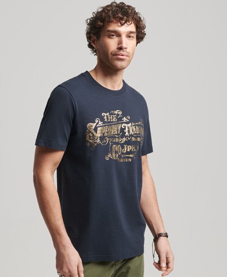 Superdry Herren Klassisches Reworked T-Shirt Marineblau