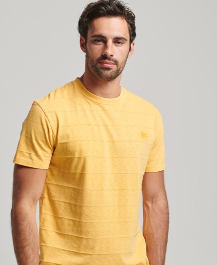 Superdry Men’s Classic Graphic Embroidered Organic Cotton Vintage Texture T-Shirt, Yellow, Size: S
