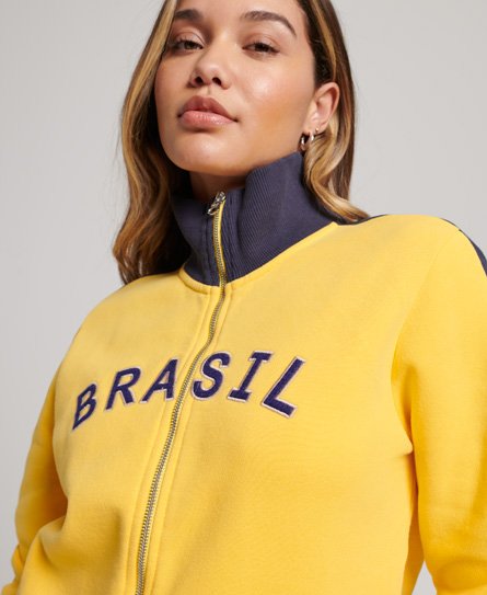 Womens - Superdry x Ringspun Football Brazil Track Top in Springs Yellow