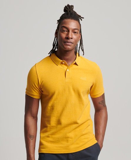 Superdry Men’s Classic Pique Polo Shirt Yellow / Turmeric Marl - Size: S