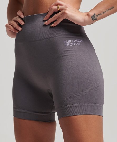 Superdry Women’s Sport Core Seamless Tight Shorts Grey / Rock Dark Grey - Size: 6-8