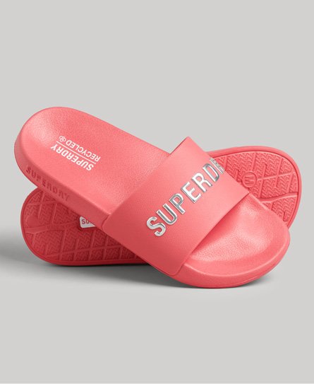 Superdry Women’s Code Logo Pool Sliders Pink / Active Pink - Size: S
