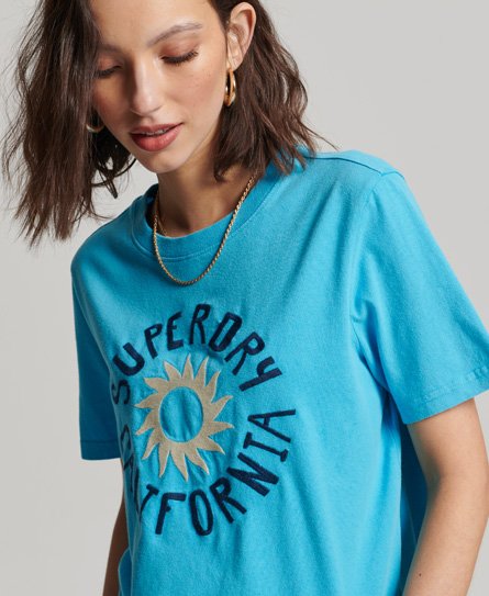 Superdry Women’s Vintage Cali Cutout T-Shirt Blue - Size: 10