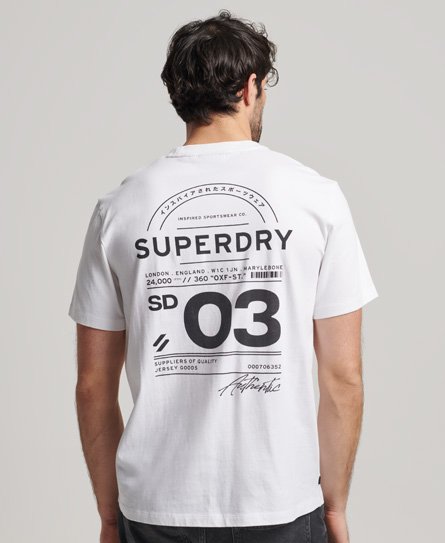 Superdry Homme T-shirt en Coton bio Code Stacked Logo Blanc
