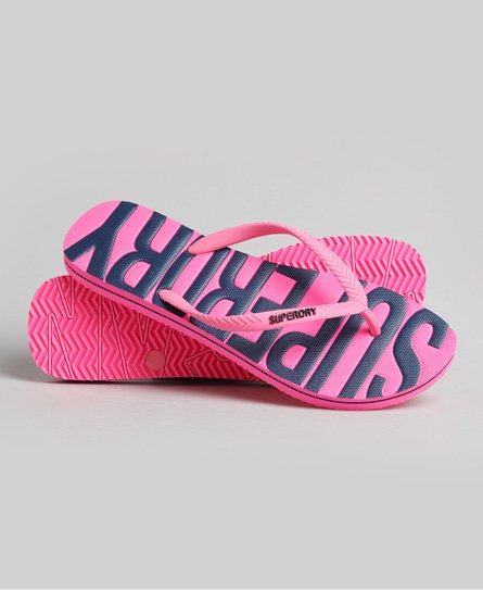 Superdry Women’s Vintage Flip Flops Pink / Fluro Pink - Size: L