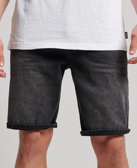 Superdry Men’s Straight Denim Shorts Black / Sunset Black Vintage - Size: 32
