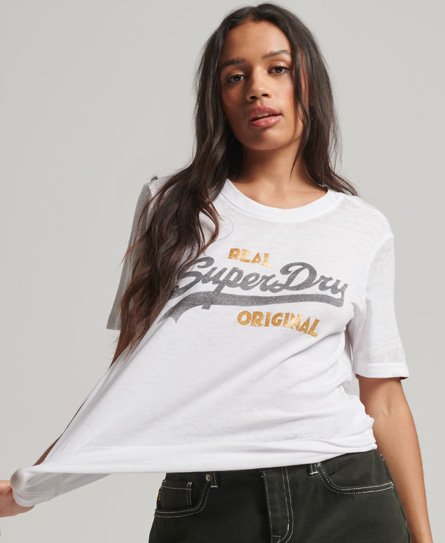 Superdry Women’s Vintage Logo Burnout T-Shirt White / Optic - Size: 8