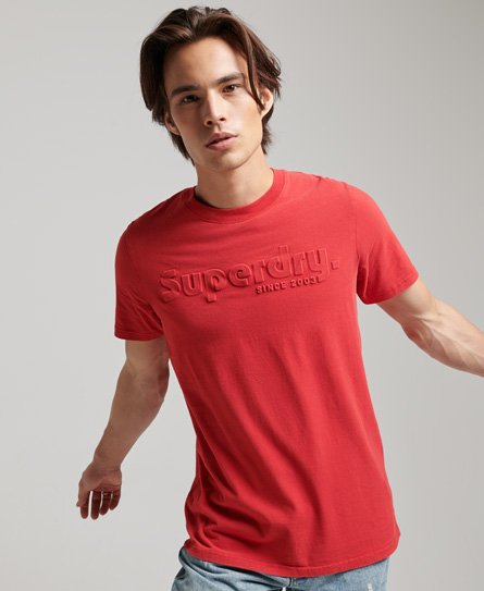 Superdry Men’s Vintage Terrain Embossed T-Shirt Red - Size: L