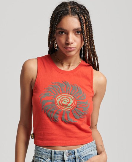 Superdry Women’s Tribal Grunge Tank Top Orange / Tiger Orange - Size: 14