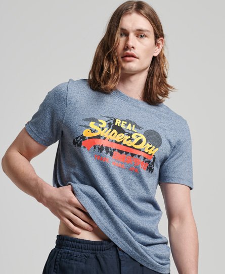Superdry Men’s Vintage Logo Mountain T-Shirt Blue / Vintage Denim Grit - Size: S