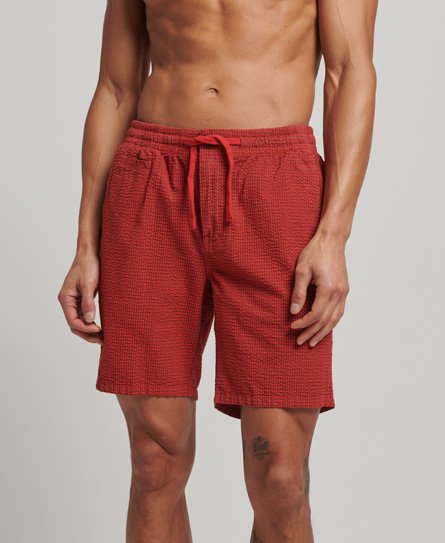 Superdry Men’s Check Overdyed Shorts, Red, Size: S