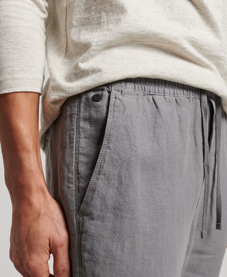Men's Overdyed Linen Joggers in Pewter Grey