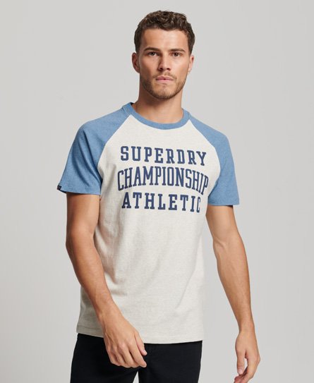 Superdry Herren Vintage Athletic T-Shirt mit Raglanärmeln aus Bio-Baumwolle Blau