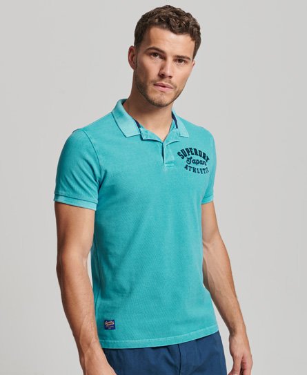 Superdry Men’s Mens Classic Embroidered Graphic Superstate Polo Shirt, Blue, Size: L